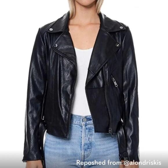 ELODIE XI Black Leather Moto Jacket Asymmetrical Zipper Silver tone hardware XL - Picture 1 of 1